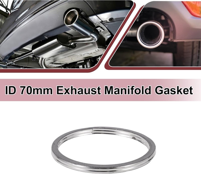 REPAIROCK ID 70mm Exhaust Manifold Gasket Prevent Leak Noise Exhaust Donut Gasket Muffler Ring Exhaust Flange Gasket for Car SUV Truck Graphite Stainless Steel - Image 2